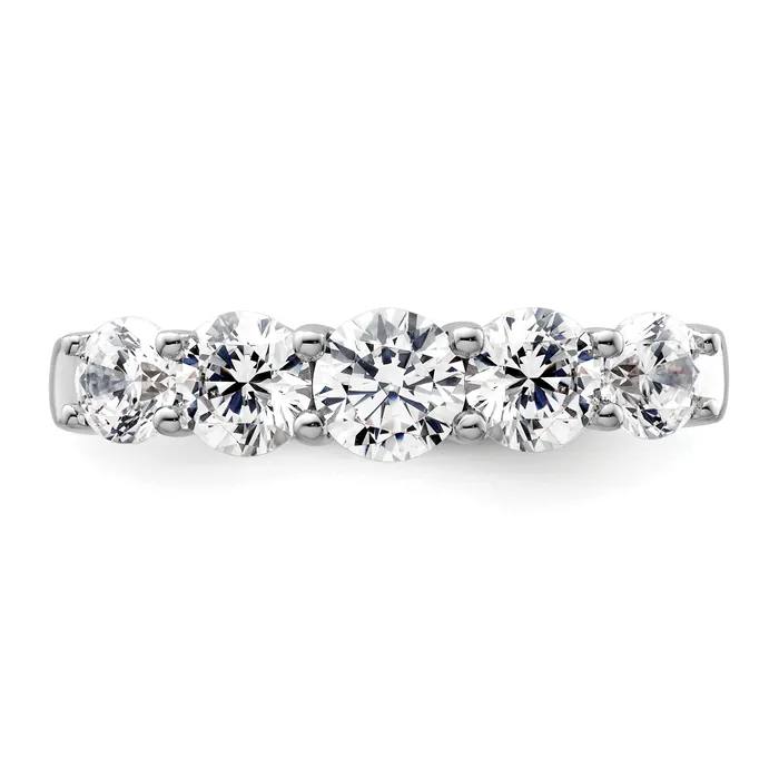 Goldia Rings 150ct CZ Solid Real 14K White Gold 5Stone Wedding Band Ring