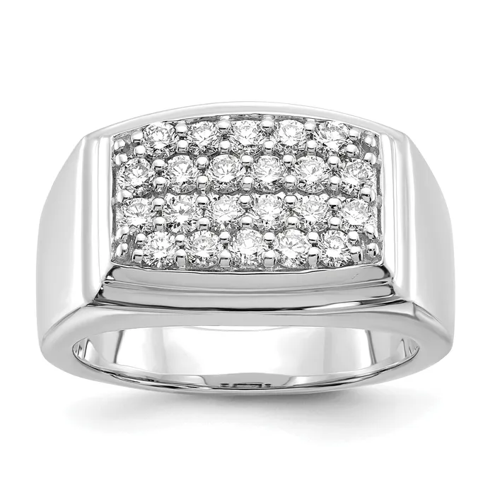 Goldia Rings 10k White Gold 1 Ct Lab Grown Diamond VSSI G Cluster Mens Ring Goldia Rings 10k White Gold 1 Ct Lab Grown Diamond VSSI G Cluster Mens Ring