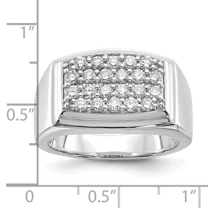 Goldia Rings 10k White Gold 1 Ct Lab Grown Diamond VSSI G Cluster Mens Ring
