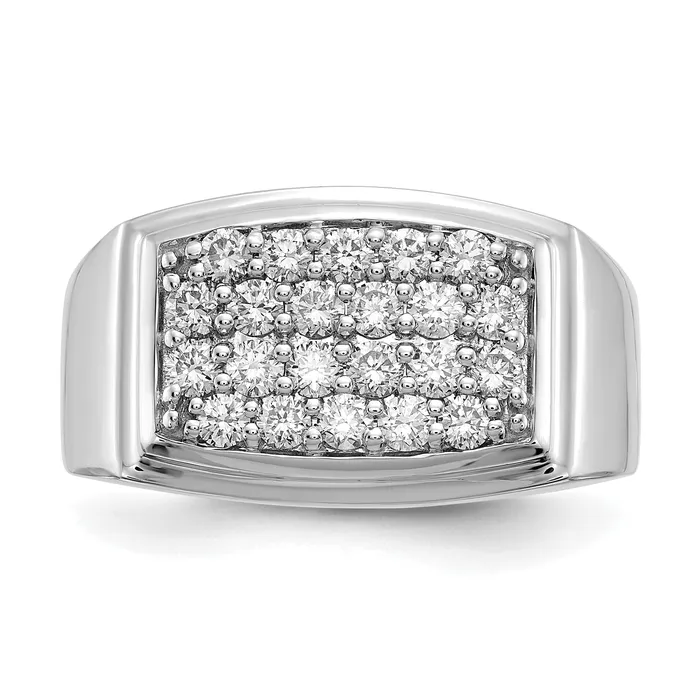 Goldia Rings 10k White Gold 1 Ct Lab Grown Diamond VSSI G Cluster Mens Ring