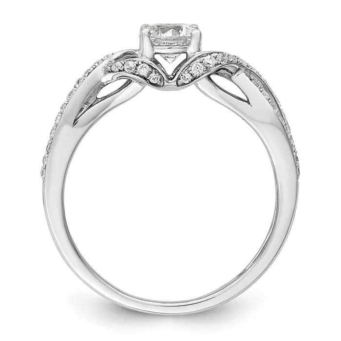 Goldia Rings 10k White Gold 34 Ct Lab Grown Diamond VSSI G Round Twist Bypass Engagment Ring