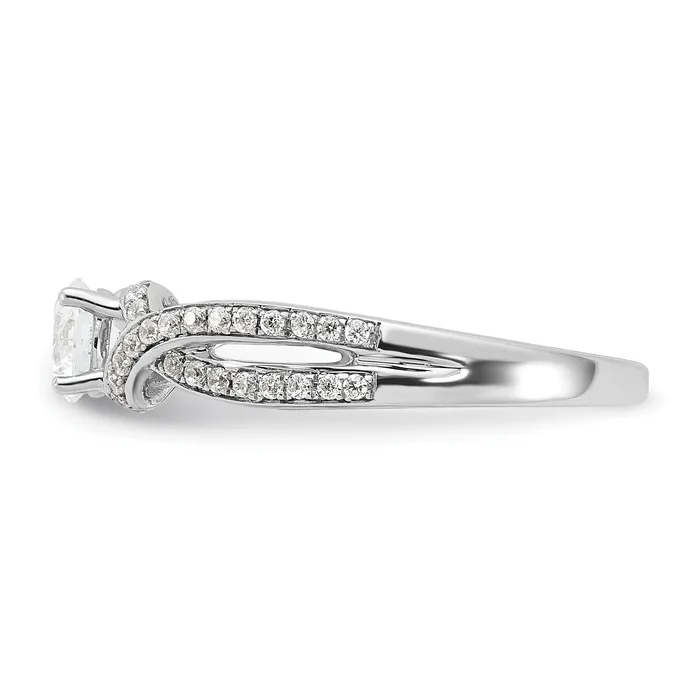 Goldia Rings 10k White Gold 34 Ct Lab Grown Diamond VSSI G Round Twist Bypass Engagment Ring