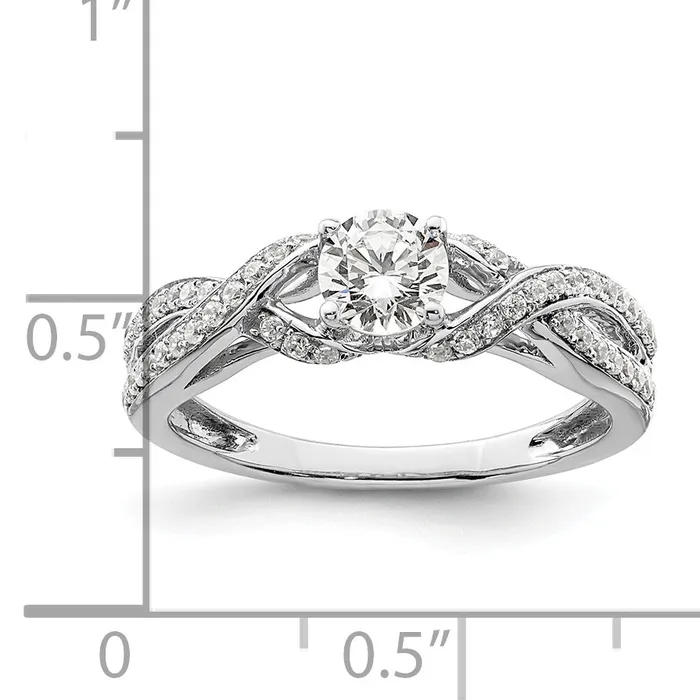 Goldia Rings 10k White Gold 34 Ct Lab Grown Diamond VSSI G Round Twist Bypass Engagment Ring
