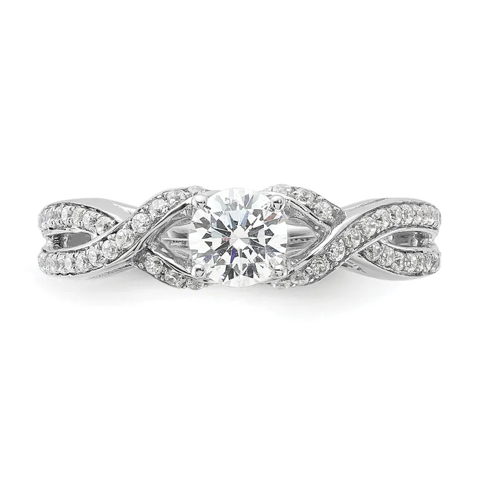 Goldia Rings 10k White Gold 34 Ct Lab Grown Diamond VSSI G Round Twist Bypass Engagment Ring