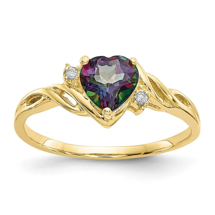 Goldia Rings 10K Yellow Gold Heart Mystic Fire Topaz u0026 01ct Real Diamond Ring Goldia Rings 10K Yellow Gold Heart Mystic Fire Topaz u0026 01ct Real Diamond Ring