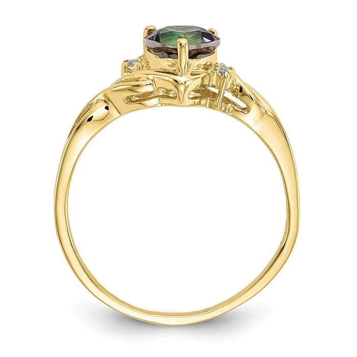 Goldia Rings 10K Yellow Gold Heart Mystic Fire Topaz u0026 01ct Real Diamond Ring