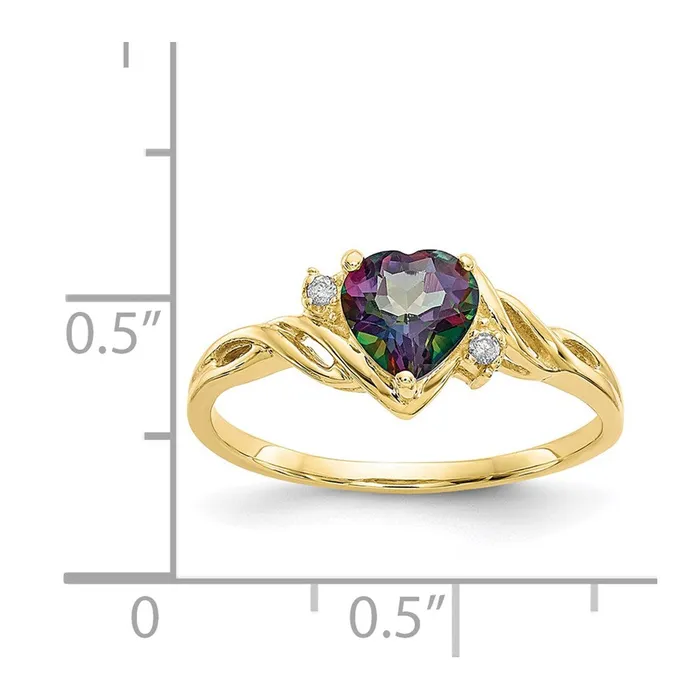 Goldia Rings 10K Yellow Gold Heart Mystic Fire Topaz u0026 01ct Real Diamond Ring