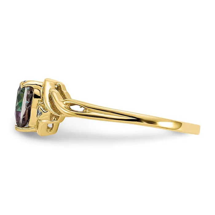 Goldia Rings 10K Yellow Gold Heart Mystic Fire Topaz u0026 01ct Real Diamond Ring