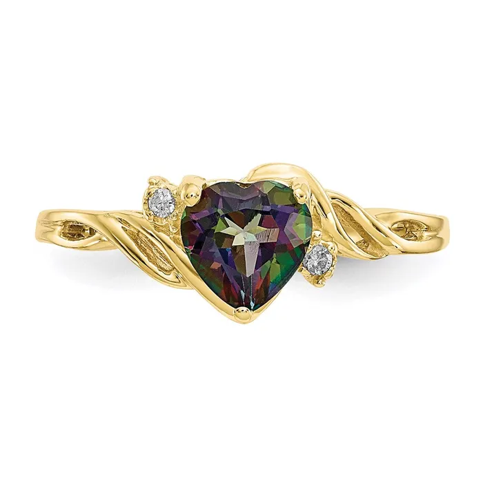 Goldia Rings 10K Yellow Gold Heart Mystic Fire Topaz u0026 01ct Real Diamond Ring