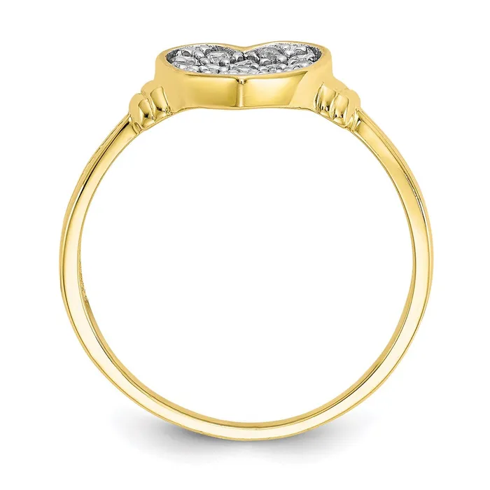 Goldia Rings 10K Yellow Gold wRhodium CZ Heart Ring