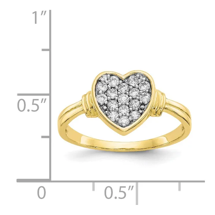 Goldia Rings 10K Yellow Gold wRhodium CZ Heart Ring