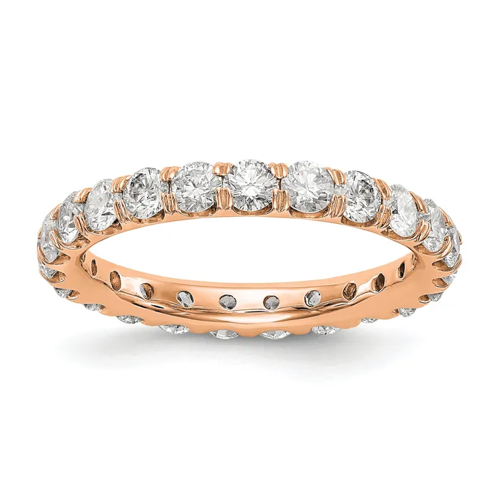 Goldia Rings 14k Rose Gold 2 Ct Lab Grown Diamond VSSI G Shared Prong Eternity Band Ring Goldia Rings 14k Rose Gold 2 Ct Lab Grown Diamond VSSI G Shared Prong Eternity Band Ring