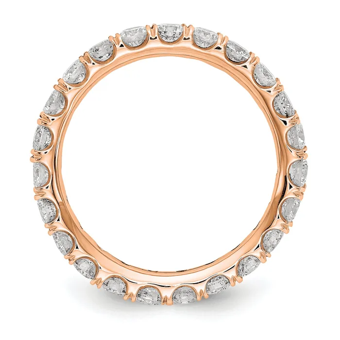 Goldia Rings 14k Rose Gold 2 Ct Lab Grown Diamond VSSI G Shared Prong Eternity Band Ring
