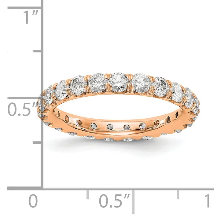 Goldia Rings 14k Rose Gold 2 Ct Lab Grown Diamond VSSI G Shared Prong Eternity Band Ring