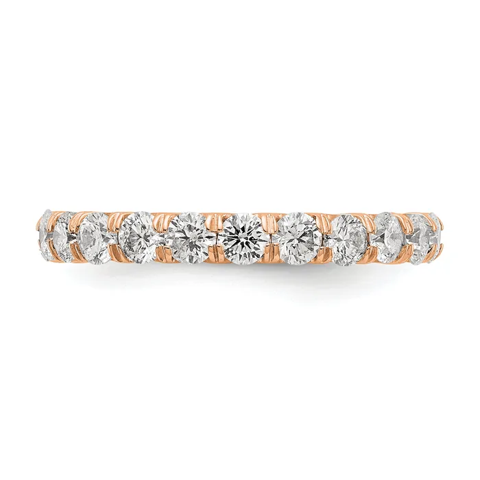 Goldia Rings 14k Rose Gold 2 Ct Lab Grown Diamond VSSI G Shared Prong Eternity Band Ring