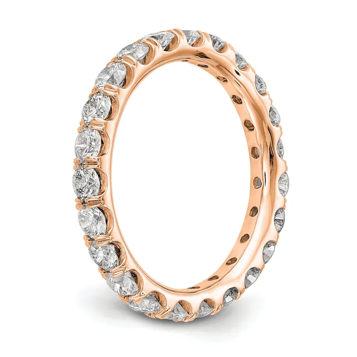 Goldia Rings 14k Rose Gold 2 Ct Lab Grown Diamond VSSI G Shared Prong Eternity Band Ring