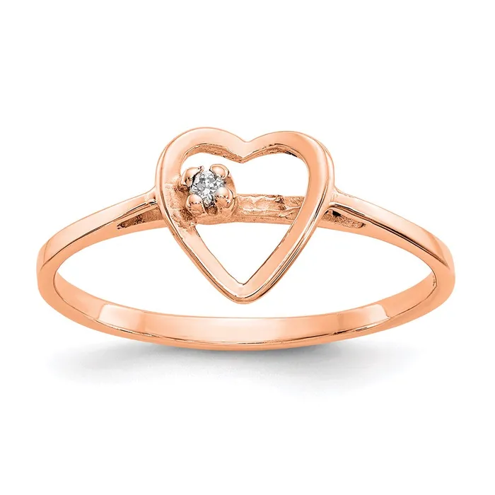 Goldia Rings 14k Rose Gold A Real Diamond heart ring