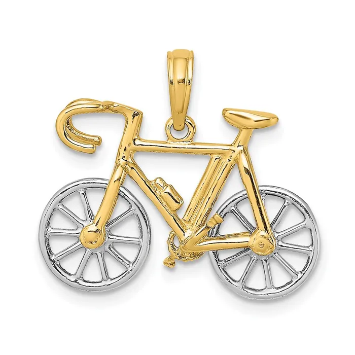 Goldia Rings 14k Twotone Gold 3D Ten Speed Bicycle Charm