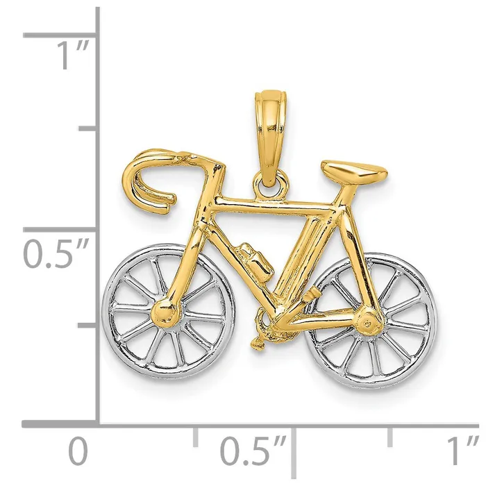 Goldia Rings 14k Twotone Gold 3D Ten Speed Bicycle Charm