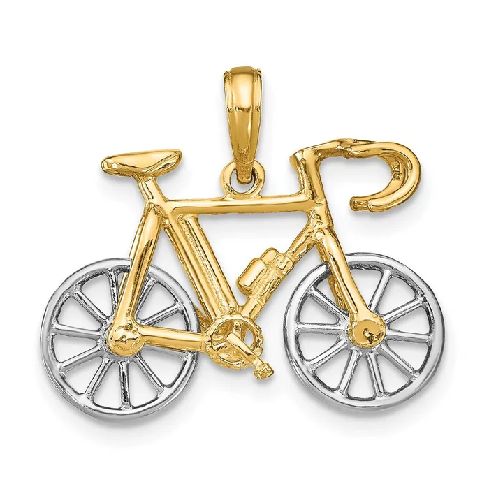 Goldia Rings 14k Twotone Gold 3D Ten Speed Bicycle Charm