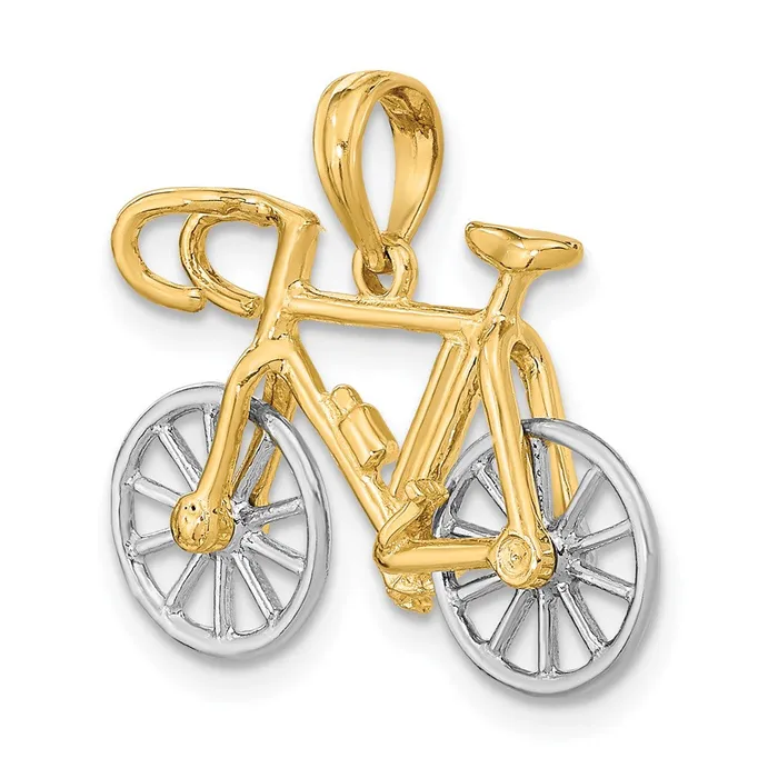 Goldia Rings 14k Twotone Gold 3D Ten Speed Bicycle Charm