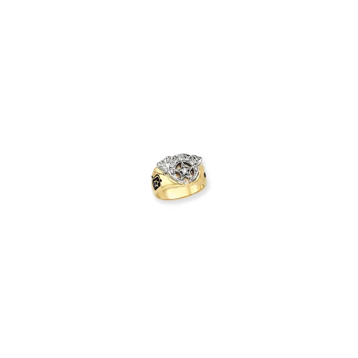 Goldia Rings 14k Twotone Gold AA Diamond mens masonic ring