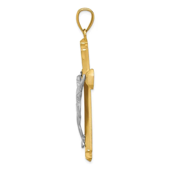 Goldia Rings 14k Twotone Gold Satin Twotone Gold Crucifix Pendant