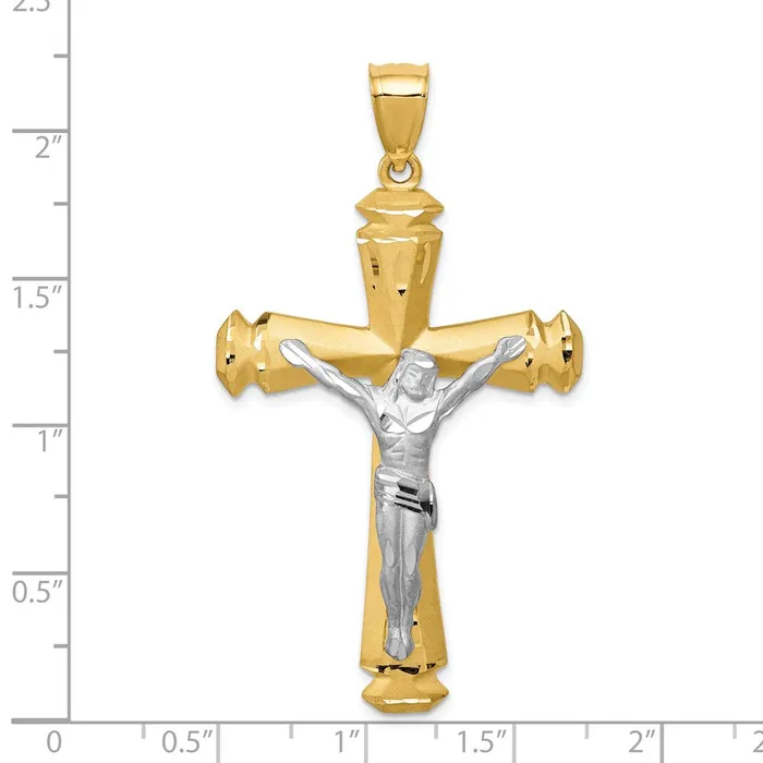 Goldia Rings 14k Twotone Gold Satin Twotone Gold Crucifix Pendant