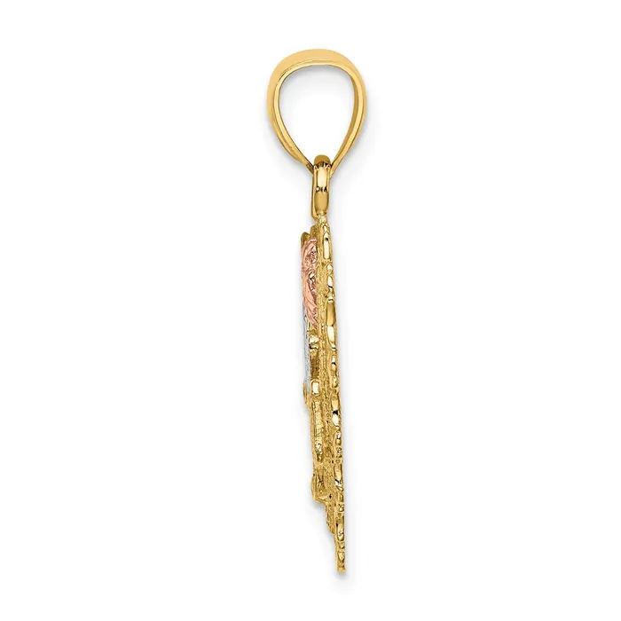 Goldia Rings 14k Twotone Gold wWhite Rhodium Heart I LOVE YOU Charm