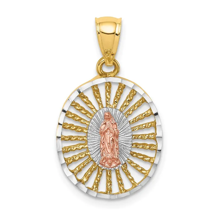 Goldia Rings 14k Twotone Gold White Rhodium Polished Guadalupe Pendant