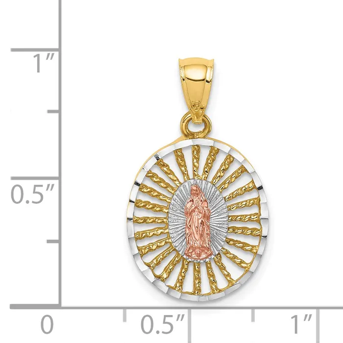 Goldia Rings 14k Twotone Gold White Rhodium Polished Guadalupe Pendant