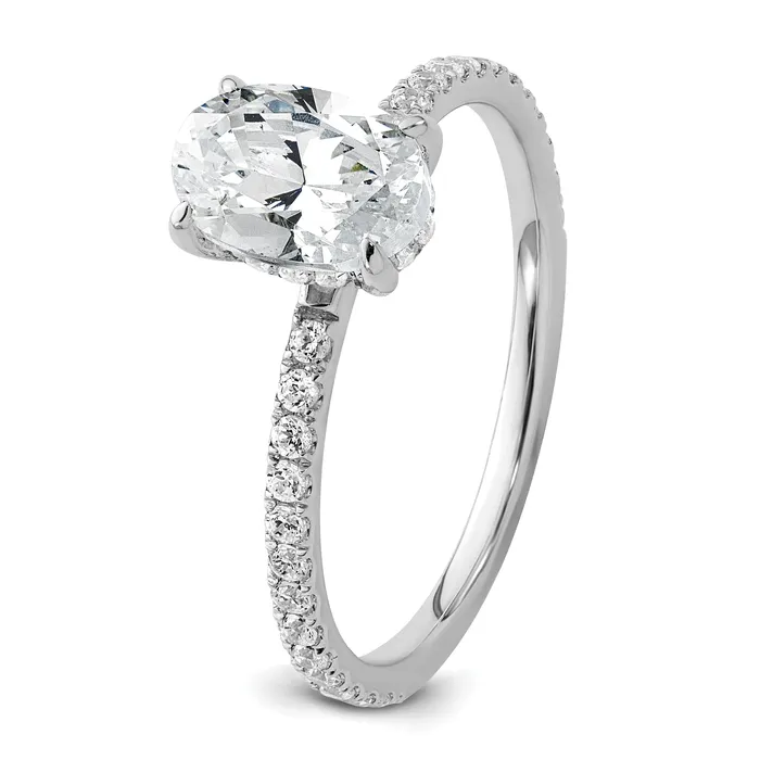 Goldia Rings 14k White Gold 13 Ct Lab Grown Diamond VSSI G 1 Ct center Flair Oval Engagement Ring
