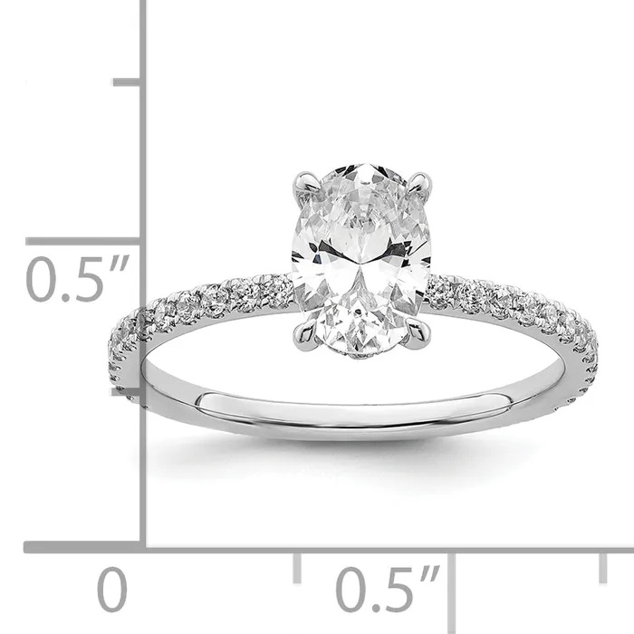 Goldia Rings 14k White Gold 13 Ct Lab Grown Diamond VSSI G 1 Ct center Flair Oval Engagement Ring