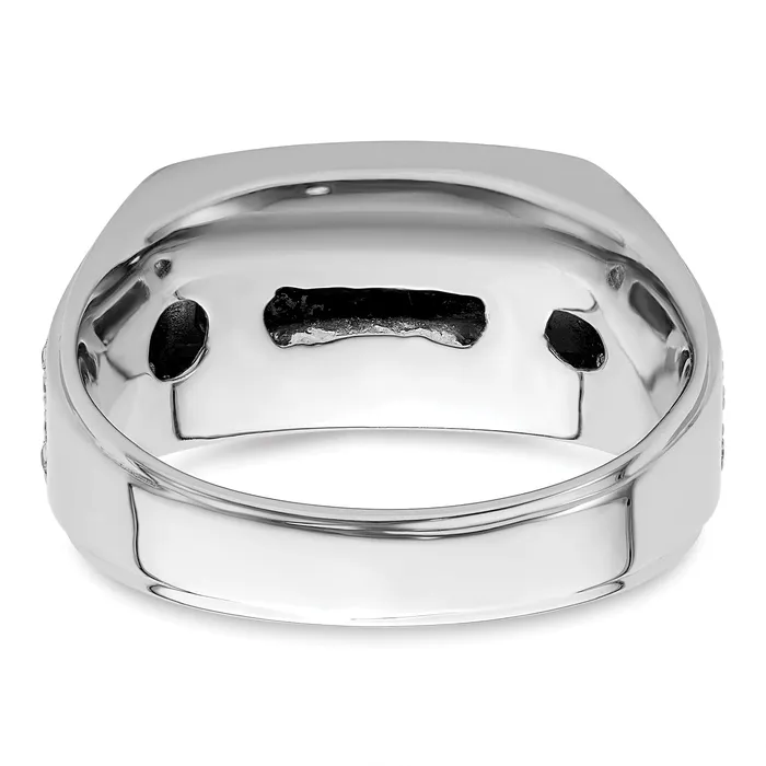 Goldia Rings 14k White Gold 1 Ct Lab Grown Diamond VSSI G and Onyx Mens Ring