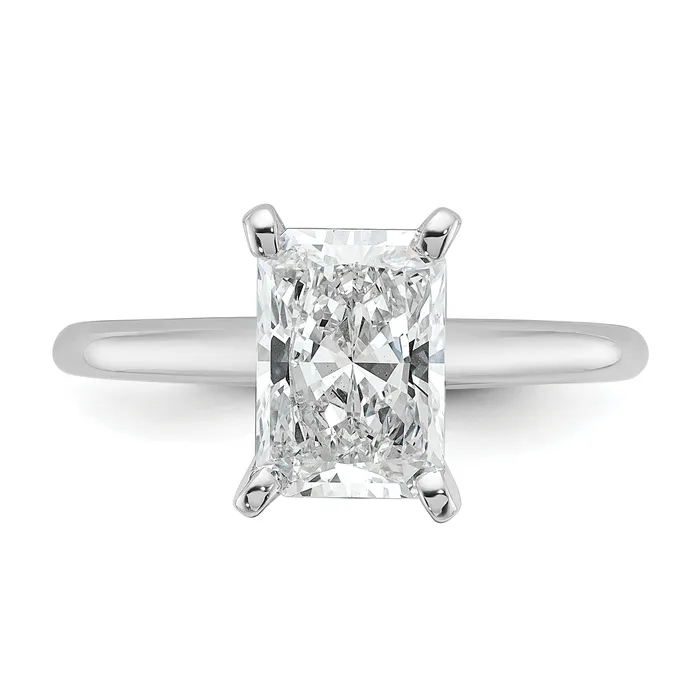 Goldia Rings 14k White Gold 2 Ct Certified Lab Grown Diamond VSSI G Radiant Solitare Engagement Ring