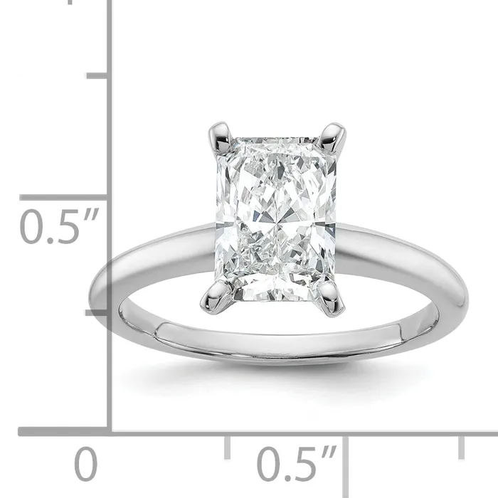 Goldia Rings 14k White Gold 2 Ct Certified Lab Grown Diamond VSSI G Radiant Solitare Engagement Ring