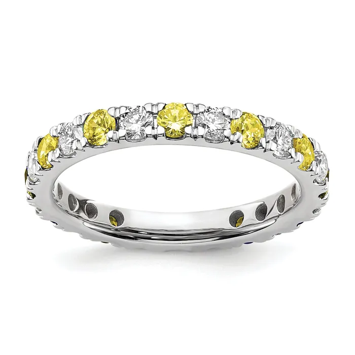 Goldia Rings 14k White Gold 38 Ct Lab Grown Diamond VSSI G and Lab Created Yellow Sapphire Eternity Band Ring Goldia Rings 14k White Gold 38 Ct Lab Grown Diamond VSSI G and Lab Created Yellow Sapphire Eternity Band Ring