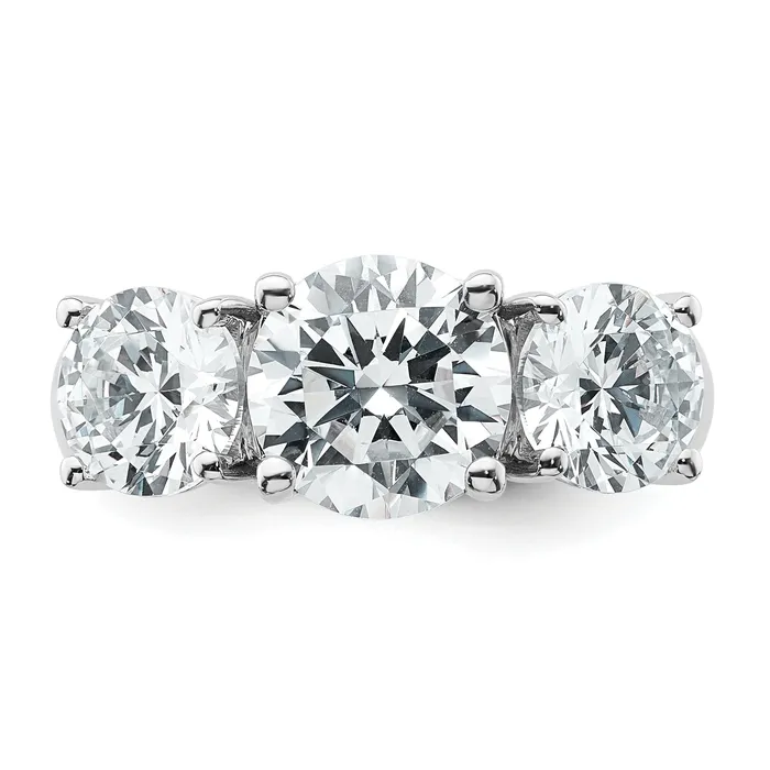 Goldia Rings 14k White Gold 4 Ct Lab Grown Diamond VSSI G Three Stone Engagement Ring