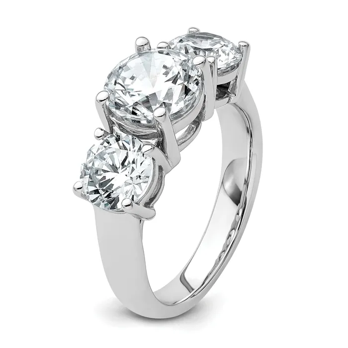 Goldia Rings 14k White Gold 4 Ct Lab Grown Diamond VSSI G Three Stone Engagement Ring
