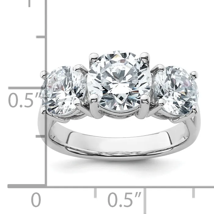 Goldia Rings 14k White Gold 4 Ct Lab Grown Diamond VSSI G Three Stone Engagement Ring