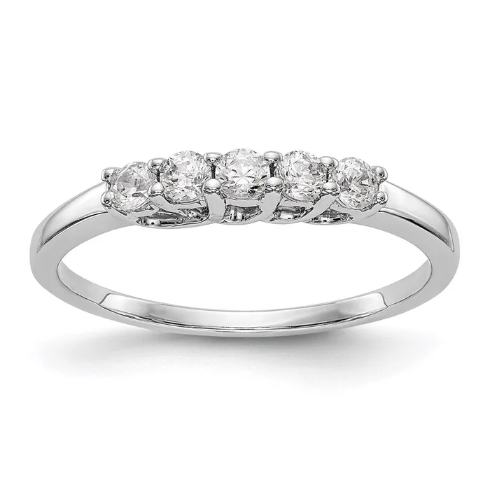 Goldia Rings 14K White Gold 5Stone Real Diamond Band