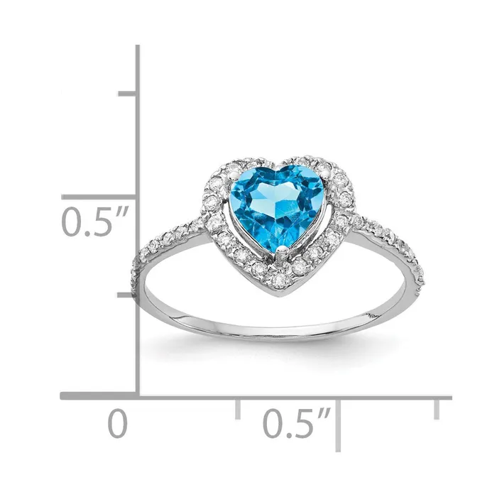 Goldia Rings 14k White Gold 6mm Heart Blue Topaz A Real Diamond ring