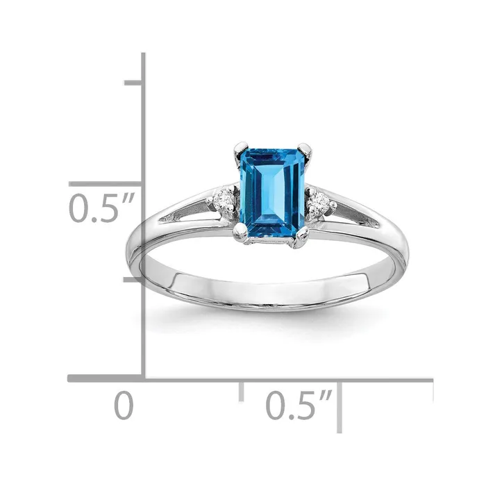Goldia Rings 14k White Gold 6x4mm Emerald Cut Blue Topaz A Real Diamond ring