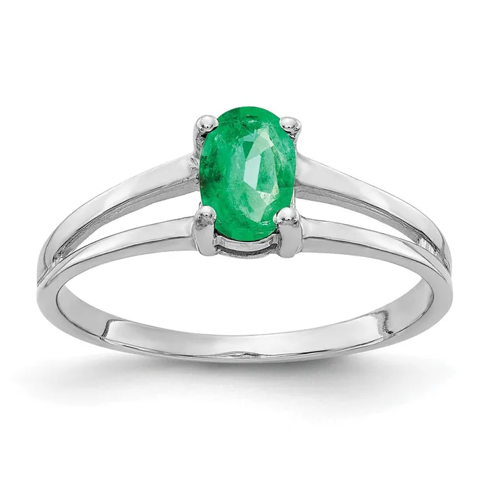 Goldia Rings 14k White Gold 6x4mm Oval Emerald ring