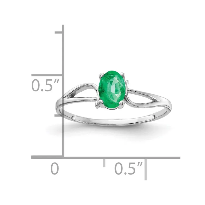 Goldia Rings 14k White Gold 6x4mm Oval Emerald ring