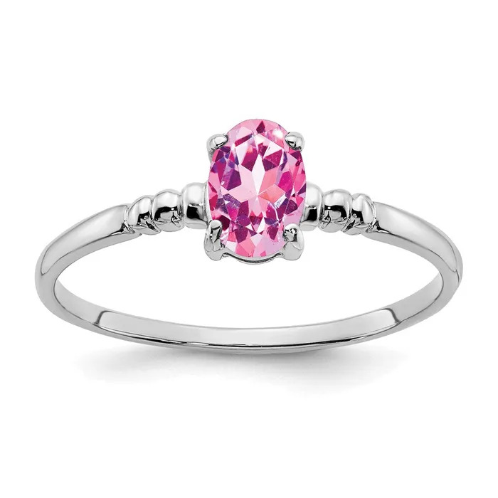 Goldia Rings 14k White Gold 6x4mm Oval Pink Sapphire ring
