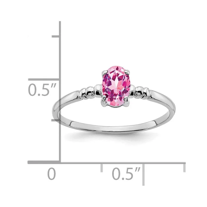 Goldia Rings 14k White Gold 6x4mm Oval Pink Sapphire ring