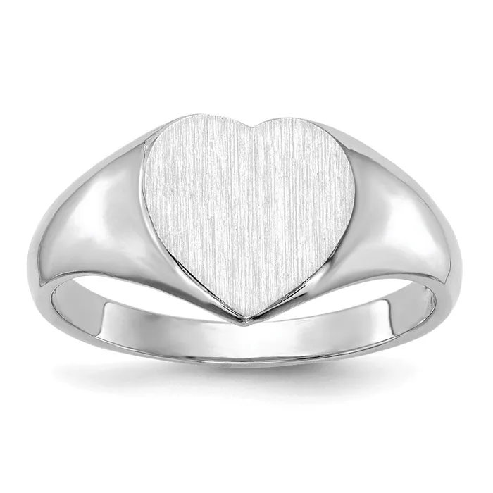 Goldia Rings 14k White Gold 75x80mm Closed Back Heart Signet Ring
