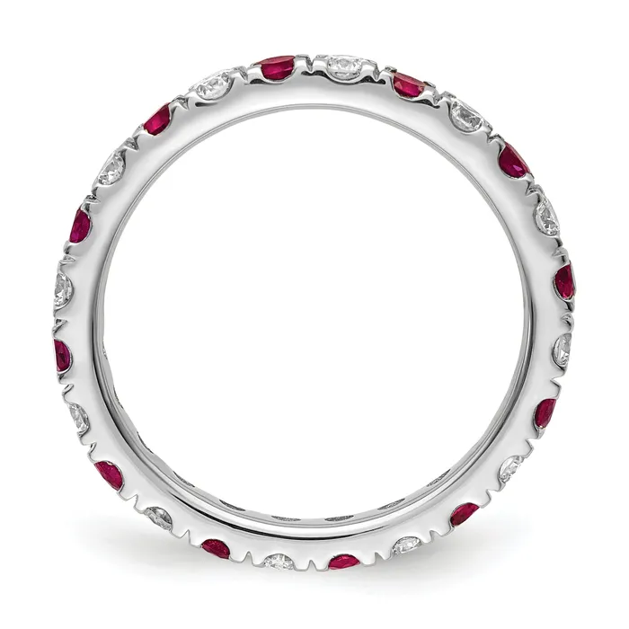 Goldia Rings 14k White Gold 78 Ct Lab Grown Diamond VSSI G and Lab Created Ruby Eternity Band Ring