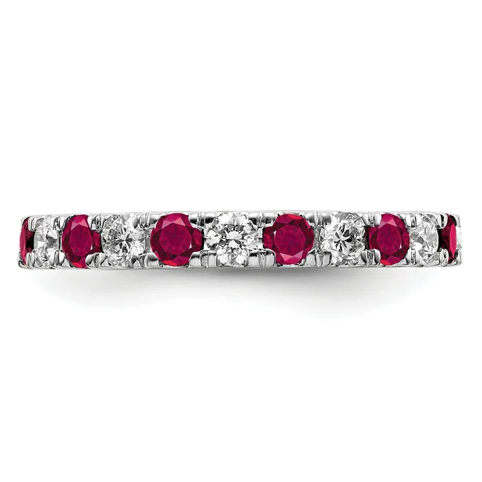 Goldia Rings 14k White Gold 78 Ct Lab Grown Diamond VSSI G and Lab Created Ruby Eternity Band Ring